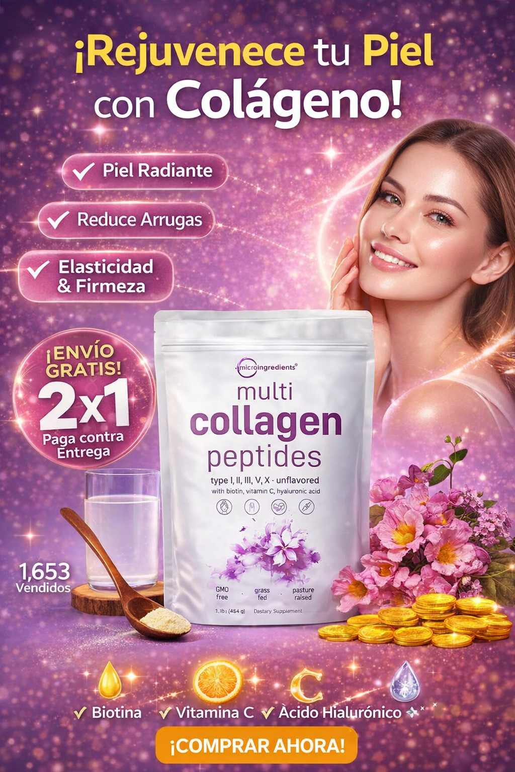 ✨ **Multicolágeno Elimina arrugas, fortalece tu cabello 💇‍♀️ y alivia tus articulaciones 🦴 en semanas 💥
